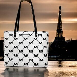 KARL LAGERFELD Maybelle Black & White Profile Face Parise Tote, NWT